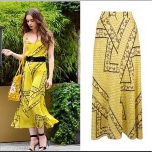 NWOT GANNI Silk Mix Scarf-Print Yellow skirt - Size 36 (US 4)